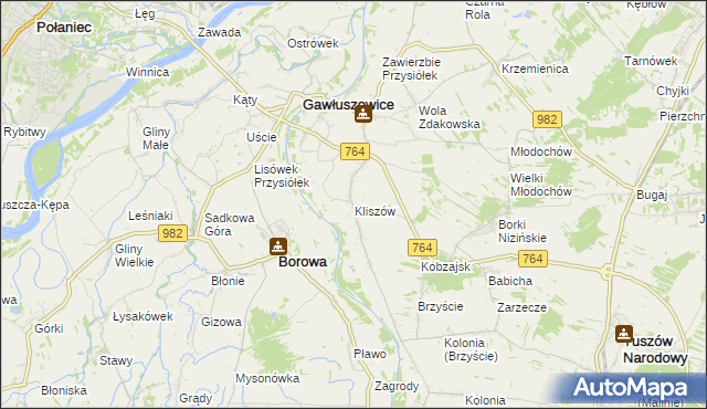 mapa Kliszów gmina Gawłuszowice, Kliszów gmina Gawłuszowice na mapie Targeo