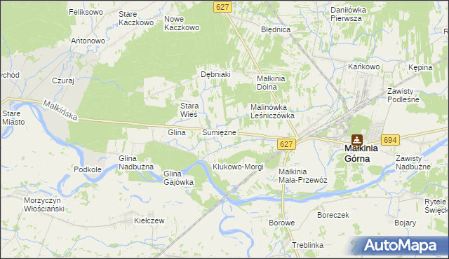 mapa Klukowo gmina Małkinia Górna, Klukowo gmina Małkinia Górna na mapie Targeo