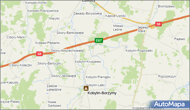 mapa Kobylin-Cieszymy, Kobylin-Cieszymy na mapie Targeo