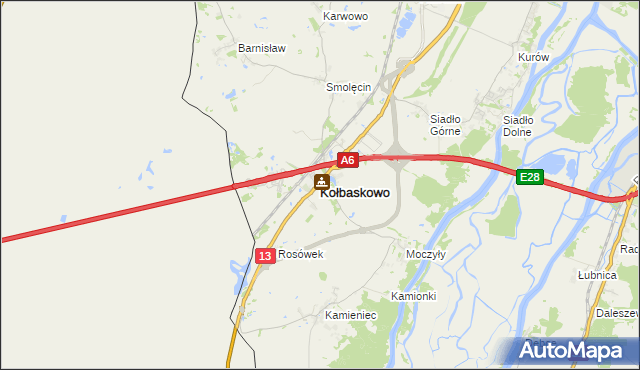 mapa Kołbaskowo, Kołbaskowo na mapie Targeo