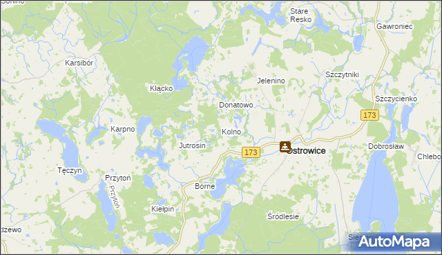 mapa Kolno gmina Ostrowice, Kolno gmina Ostrowice na mapie Targeo