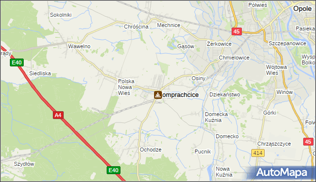 mapa Komprachcice, Komprachcice na mapie Targeo