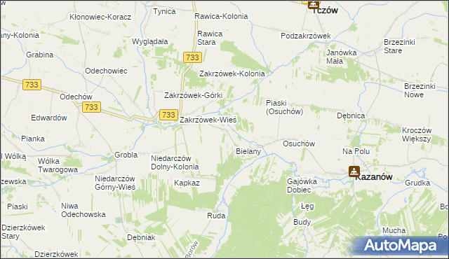 mapa Kopiec gmina Kazanów, Kopiec gmina Kazanów na mapie Targeo