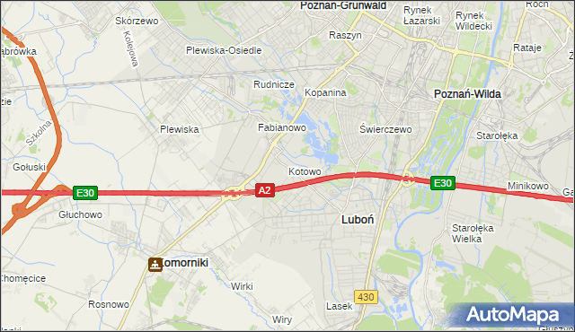 mapa Kotowo gmina Poznań, Kotowo gmina Poznań na mapie Targeo
