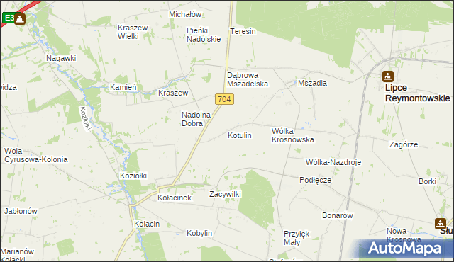 mapa Kotulin gmina Rogów, Kotulin gmina Rogów na mapie Targeo
