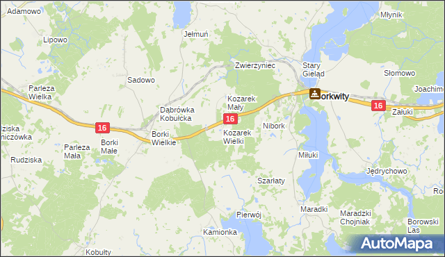 mapa Kozarek Wielki, Kozarek Wielki na mapie Targeo