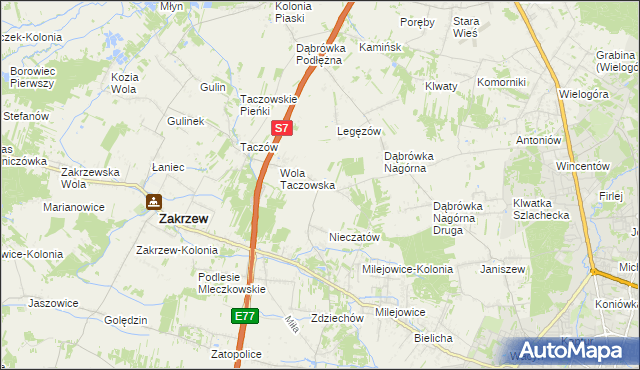 mapa Kozinki, Kozinki na mapie Targeo