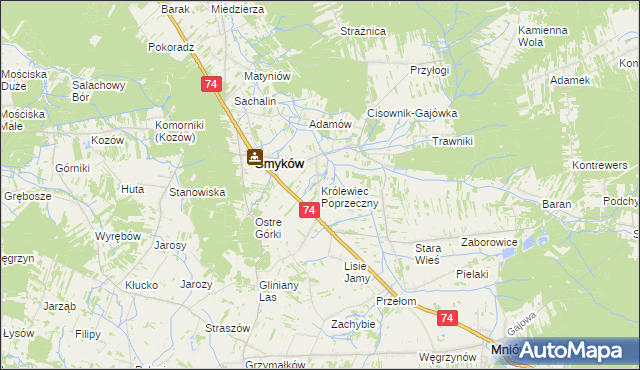 mapa Królewiec Poprzeczny, Królewiec Poprzeczny na mapie Targeo