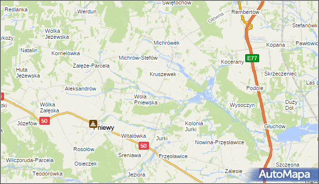 mapa Kruszew gmina Pniewy, Kruszew gmina Pniewy na mapie Targeo