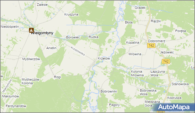 mapa Krzętów, Krzętów na mapie Targeo