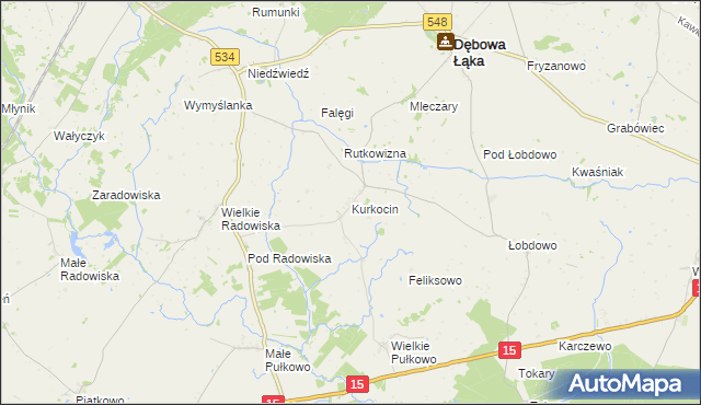 mapa Kurkocin, Kurkocin na mapie Targeo