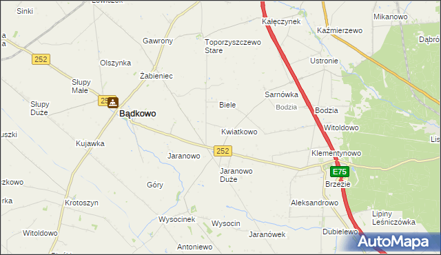 mapa Kwiatkowo gmina Bądkowo, Kwiatkowo gmina Bądkowo na mapie Targeo