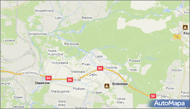 mapa Laski gmina Bolesław, Laski gmina Bolesław na mapie Targeo