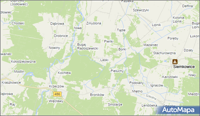 mapa Laski gmina Siemkowice, Laski gmina Siemkowice na mapie Targeo