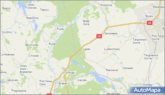 mapa Łążek gmina Lubawa, Łążek gmina Lubawa na mapie Targeo