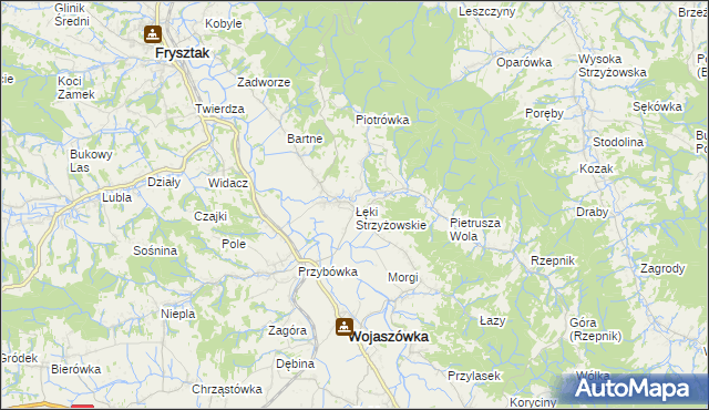 mapa Łęki Strzyżowskie, Łęki Strzyżowskie na mapie Targeo