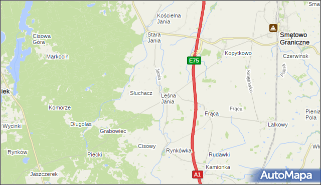 mapa Leśna Jania, Leśna Jania na mapie Targeo