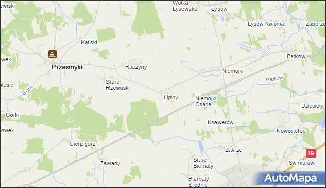mapa Lipiny gmina Przesmyki, Lipiny gmina Przesmyki na mapie Targeo