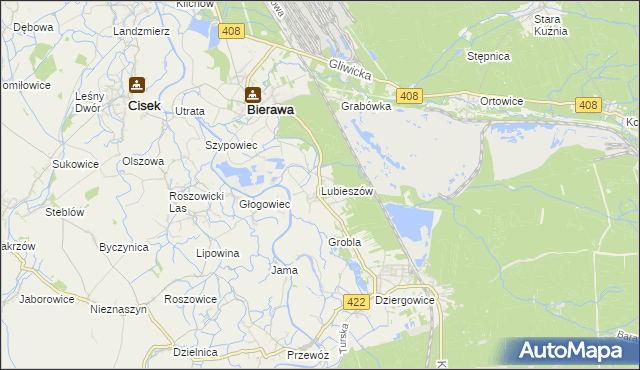 mapa Lubieszów gmina Bierawa, Lubieszów gmina Bierawa na mapie Targeo