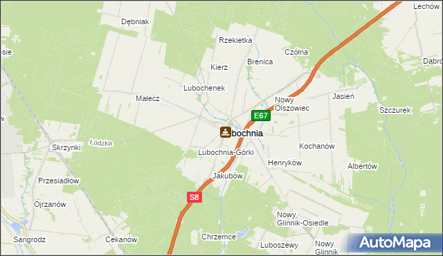 mapa Lubochnia powiat tomaszowski, Lubochnia powiat tomaszowski na mapie Targeo