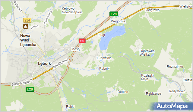 mapa Lubowidz gmina Nowa Wieś Lęborska, Lubowidz gmina Nowa Wieś Lęborska na mapie Targeo