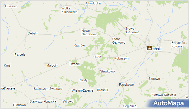 mapa Ługi gmina Szreńsk, Ługi gmina Szreńsk na mapie Targeo