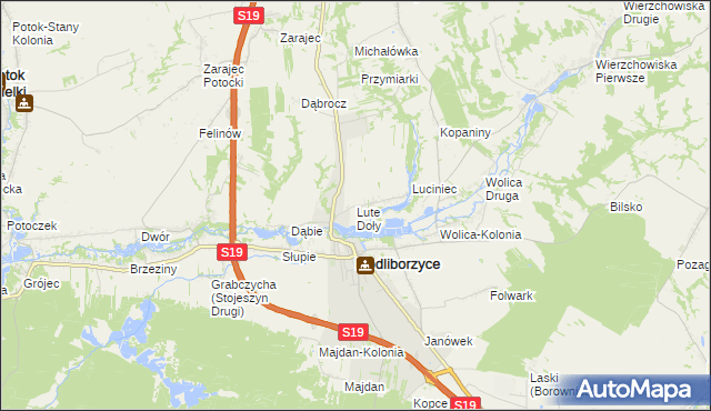 mapa Lute Doły, Lute Doły na mapie Targeo