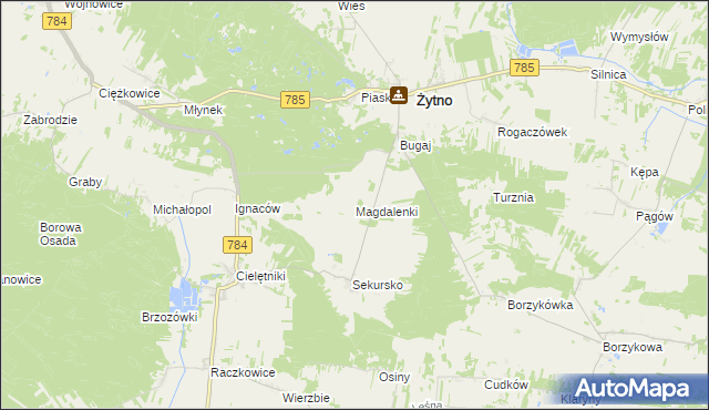mapa Magdalenki gmina Żytno, Magdalenki gmina Żytno na mapie Targeo