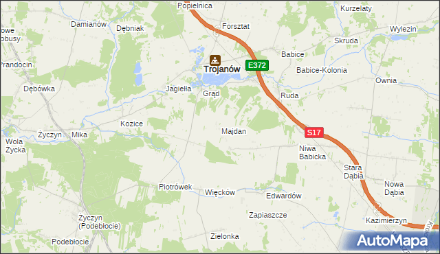 mapa Majdan gmina Trojanów, Majdan gmina Trojanów na mapie Targeo