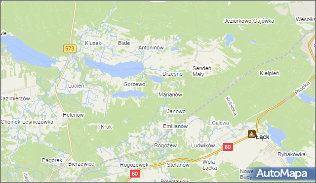 mapa Marianów gmina Gostynin, Marianów gmina Gostynin na mapie Targeo