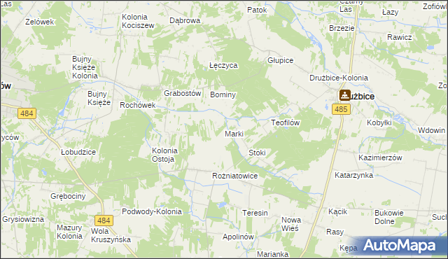 mapa Marki gmina Drużbice, Marki gmina Drużbice na mapie Targeo