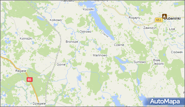 mapa Marlinowo, Marlinowo na mapie Targeo