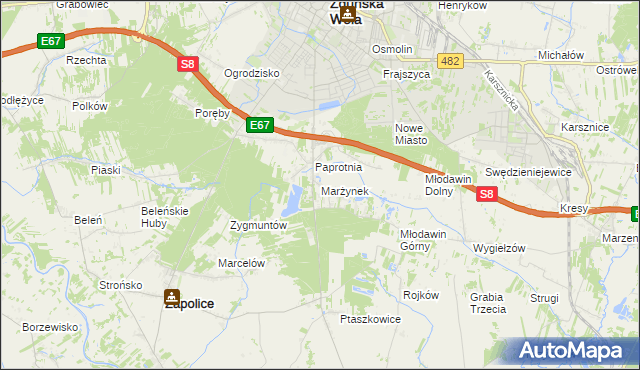 mapa Marżynek, Marżynek na mapie Targeo