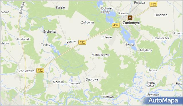 mapa Mateuszewo, Mateuszewo na mapie Targeo