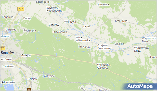 mapa Maziarka gmina Staszów, Maziarka gmina Staszów na mapie Targeo