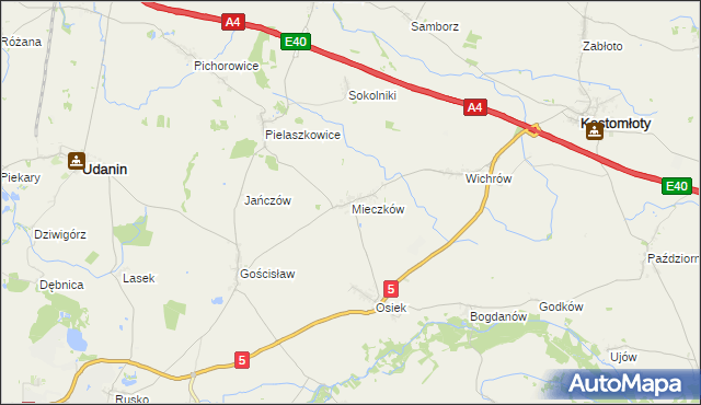 mapa Mieczków gmina Kostomłoty, Mieczków gmina Kostomłoty na mapie Targeo