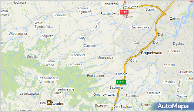 mapa Mogielnica gmina Boguchwała, Mogielnica gmina Boguchwała na mapie Targeo