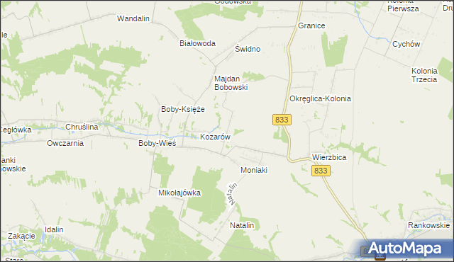 mapa Moniaki-Kolonia, Moniaki-Kolonia na mapie Targeo