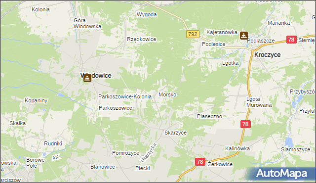 mapa Morsko gmina Włodowice, Morsko gmina Włodowice na mapie Targeo