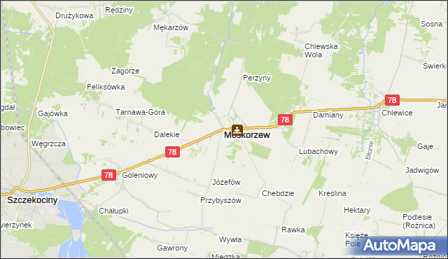 mapa Moskorzew, Moskorzew na mapie Targeo