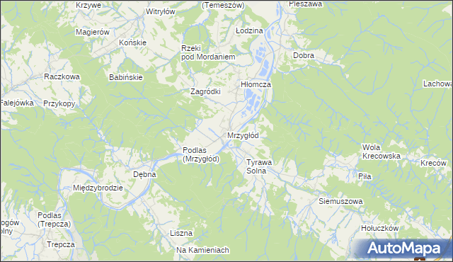 mapa Mrzygłód gmina Sanok, Mrzygłód gmina Sanok na mapie Targeo