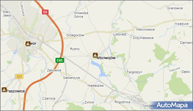 mapa Mściwojów, Mściwojów na mapie Targeo