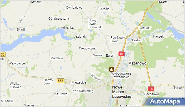 mapa Nawra gmina Nowe Miasto Lubawskie, Nawra gmina Nowe Miasto Lubawskie na mapie Targeo