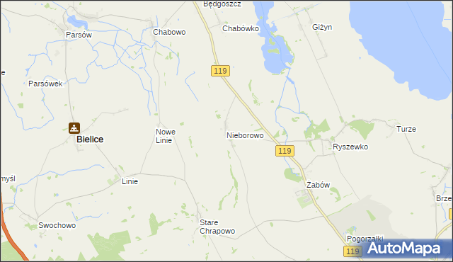 mapa Nieborowo, Nieborowo na mapie Targeo