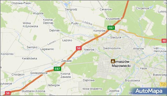 mapa Niebrów, Niebrów na mapie Targeo