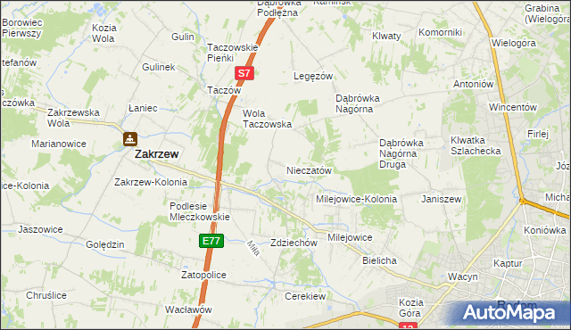 mapa Nieczatów, Nieczatów na mapie Targeo