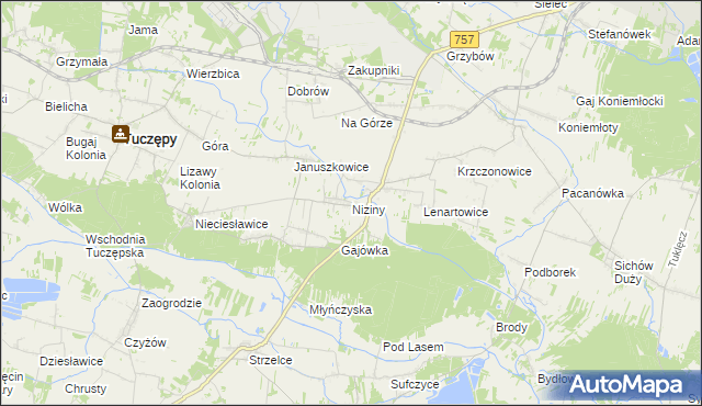 mapa Niziny gmina Tuczępy, Niziny gmina Tuczępy na mapie Targeo