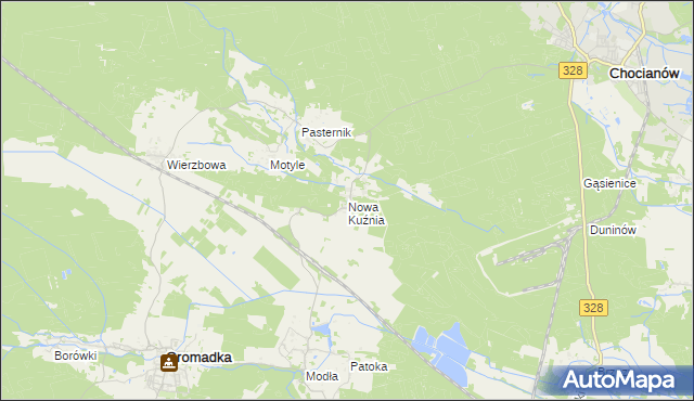 mapa Nowa Kuźnia gmina Gromadka, Nowa Kuźnia gmina Gromadka na mapie Targeo