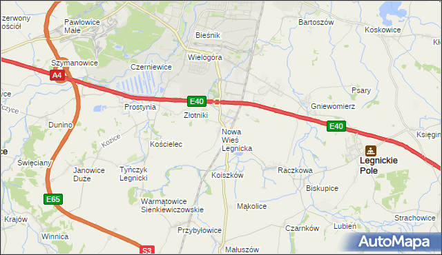 mapa Nowa Wieś Legnicka, Nowa Wieś Legnicka na mapie Targeo