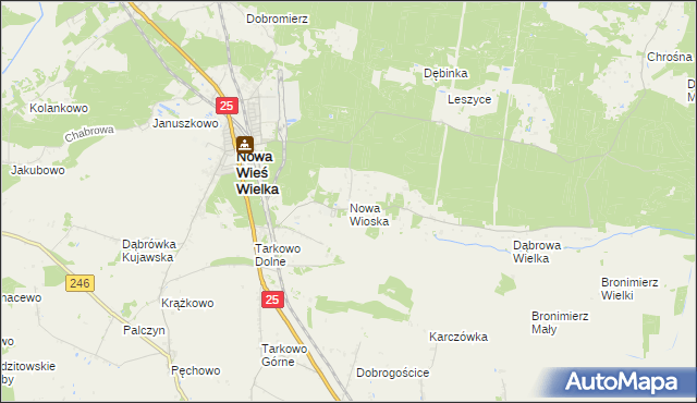 mapa Nowa Wioska gmina Nowa Wieś Wielka, Nowa Wioska gmina Nowa Wieś Wielka na mapie Targeo